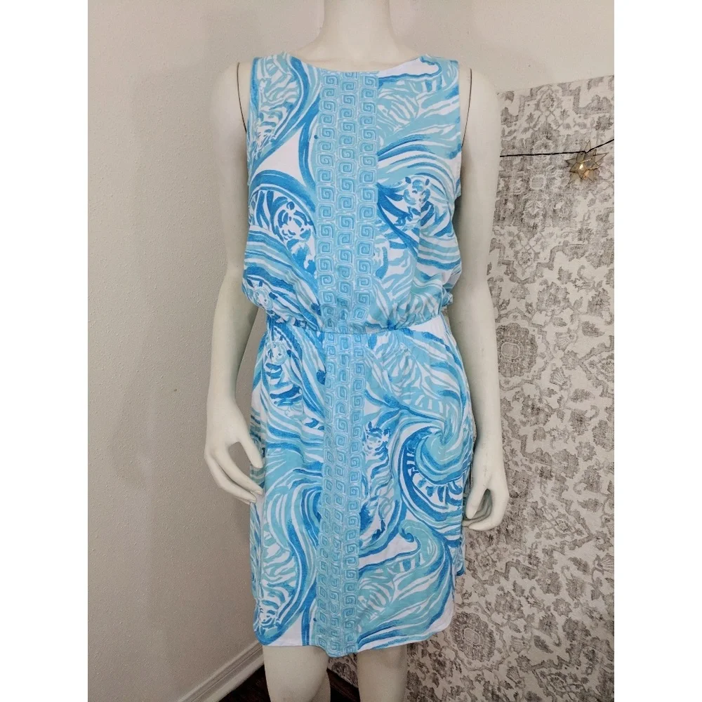 Lily Pulitzer Blue & White printed Windward summer beach Dress - Picture 3 of 8